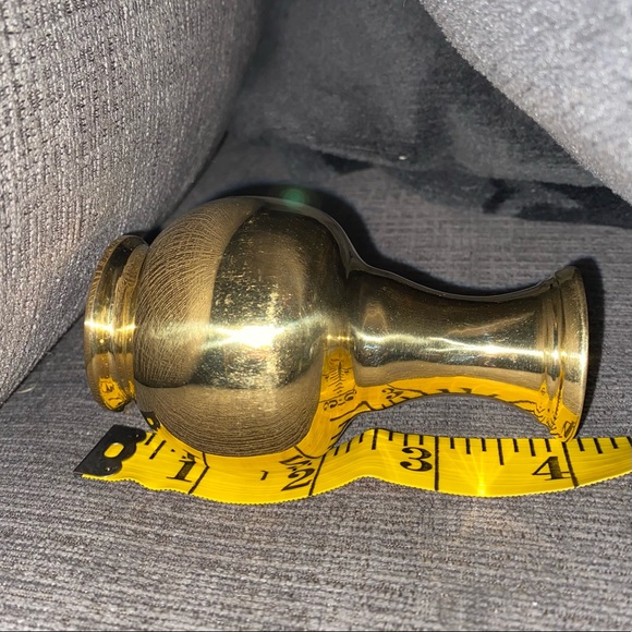 EUC heavy shiny brass toned mini bud vase made in china. Type of metal unknown. - Picture 6 of 6